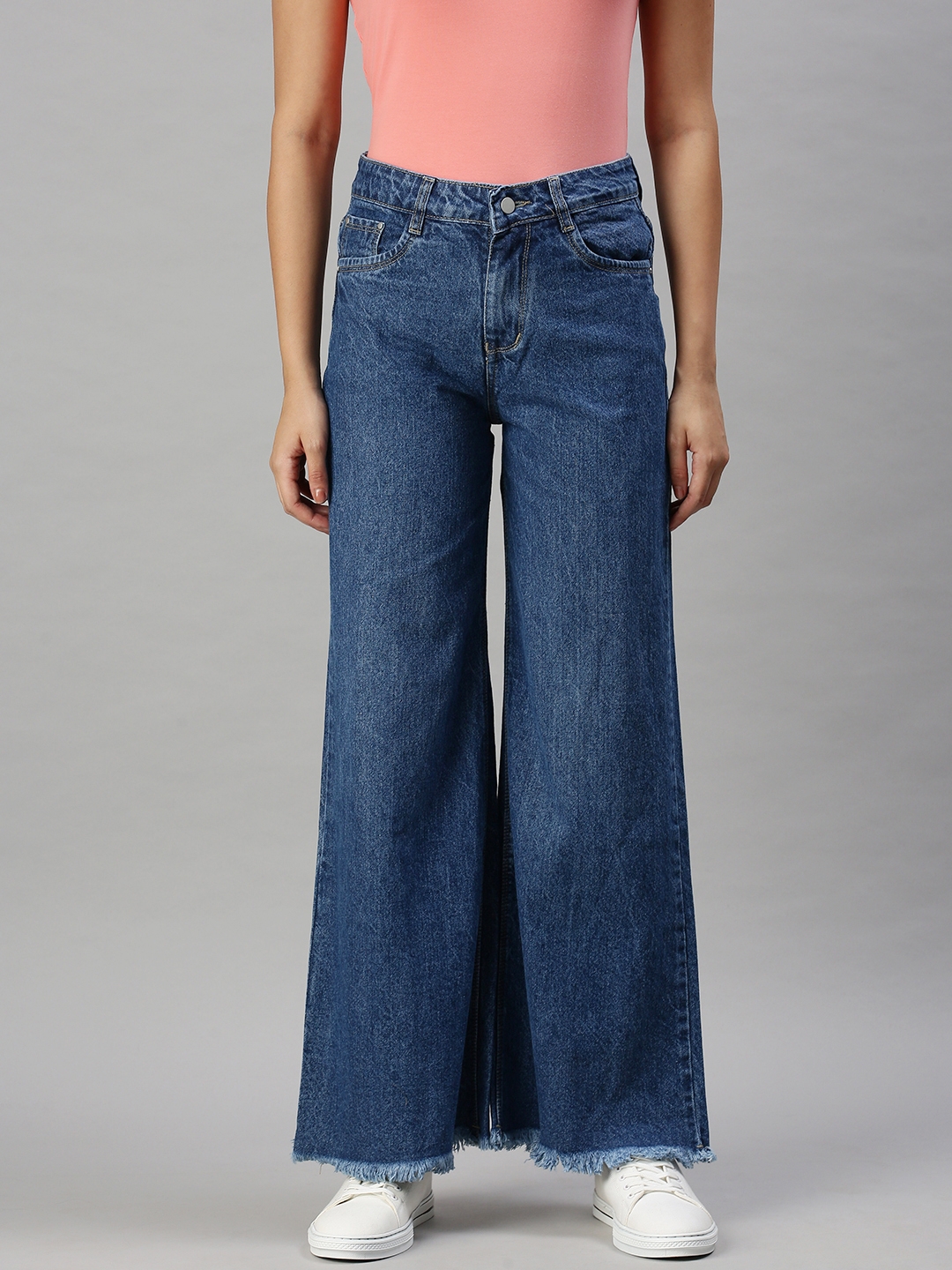 Showoff | Showoff Women's Casual Wide Leg High-Rise Blue Jeans