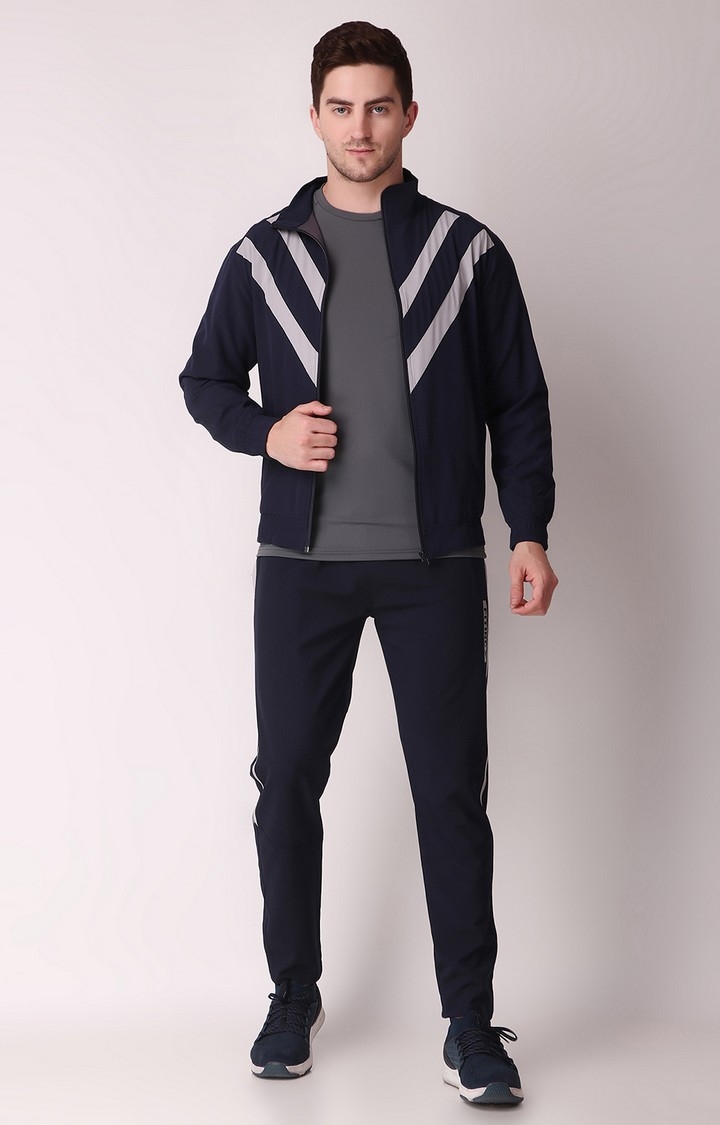 Fitinc Sports & Casual Navy Blue Tracksuit for Men with Zipper Pockets