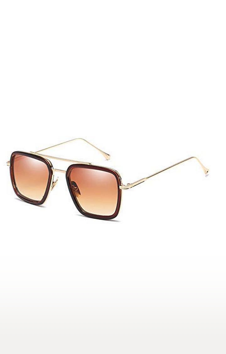 CREATURE | CREATURE Brown Metal Body Square Metallic Sunglasses For Men (Lens-Brown|Frame-Golden)