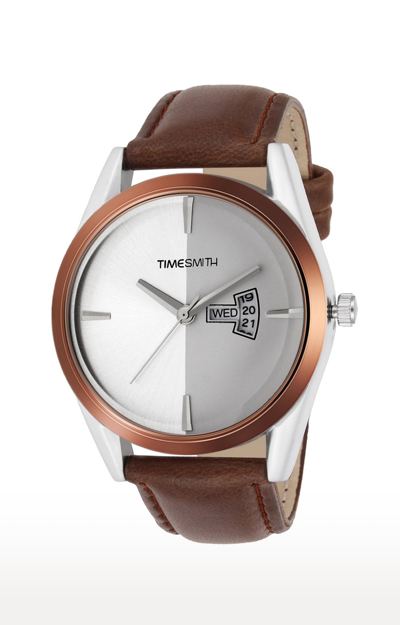 Timesmith | Timesmith White Dial Brown Leather Strap Genuine Watch TSC-015mtn