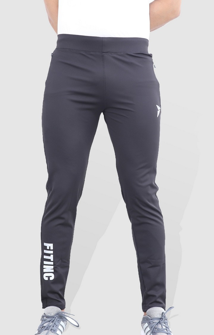 Fitinc | Fitinc Slim Fit Black Track Pant for Gym & Yoga with Zipper Pockets