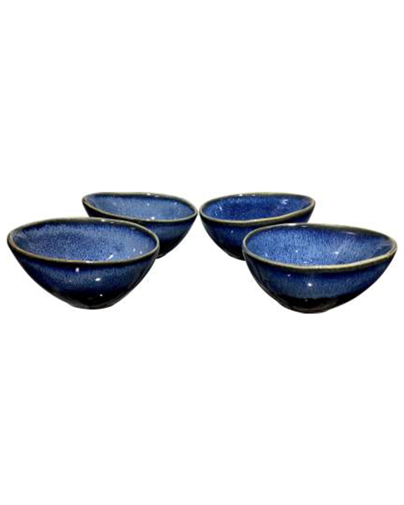 Order Happiness | Order Happiness Ceramic Stoneware, Ceramic Vegetable Bowl-Small (Blue, Pack of 4)