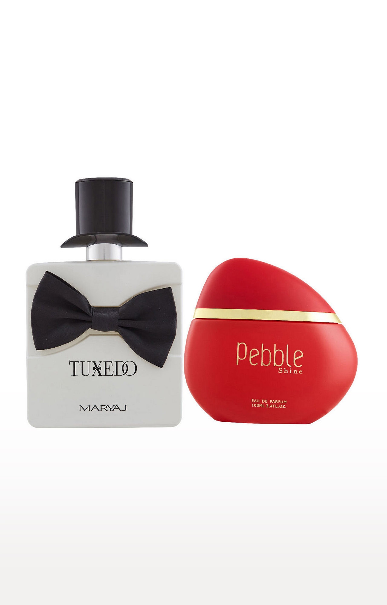 Maryaj Tuxedo Eau De Parfum Perfume 100ml for Men and Maryaj Pebble Shine Eau De Parfum Fruity Perfume 100ml for Women