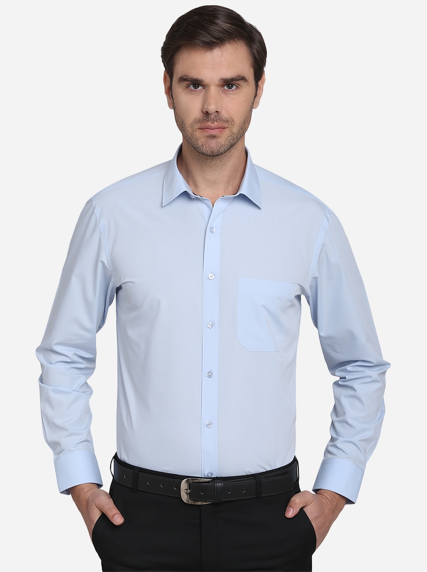 Greenfibre | Sky Blue Solid Formal Shirts (GFR641/5,SKY BLUE PLAIN (R))