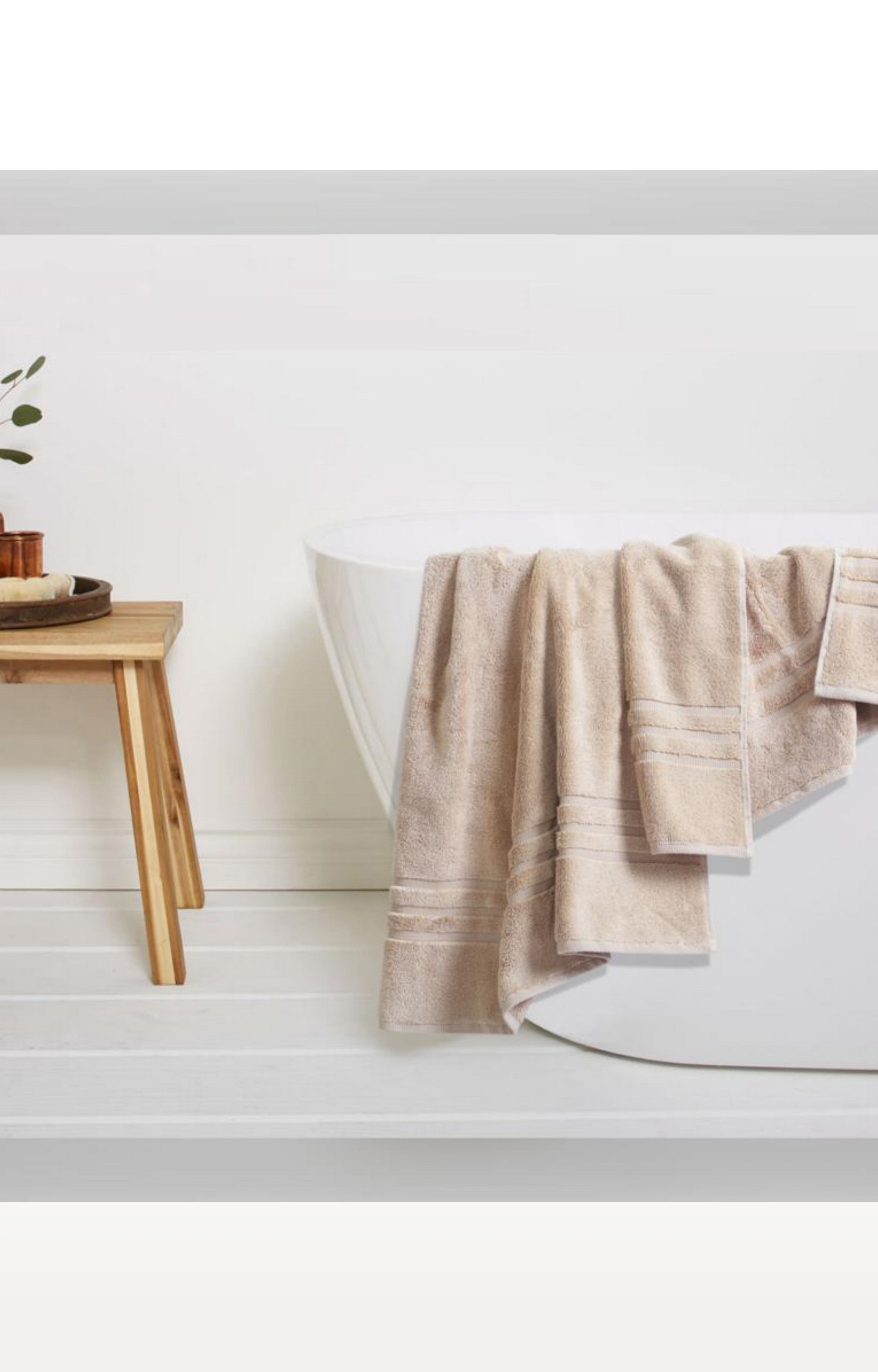 Sita Fabrics | Sita Fabrics Premium Cotton Super Soft Zero Twist Yarn Very Airy 600 GSM Bath Towel - Beige - (24x48 Inch)