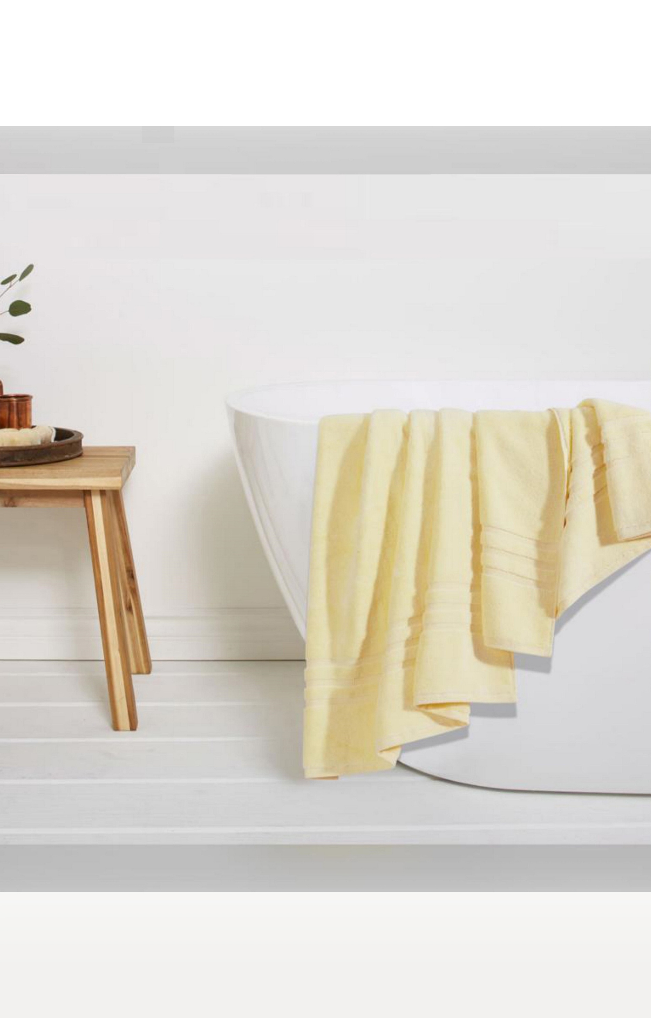 Sita Fabrics | Sita Fabrics Premium Cotton Super Soft Zero Twist Yarn Very Airy 600 GSM Bath Towel - Yellow - (24x48 Inch)