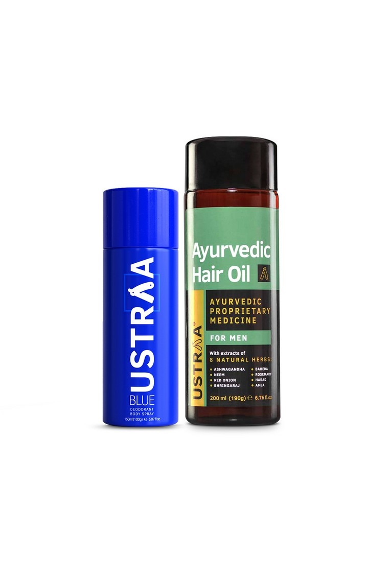 Ustraa | Ustraa Blue Deodorant 150ml & Ayurvedic Hair Oil 200ml
