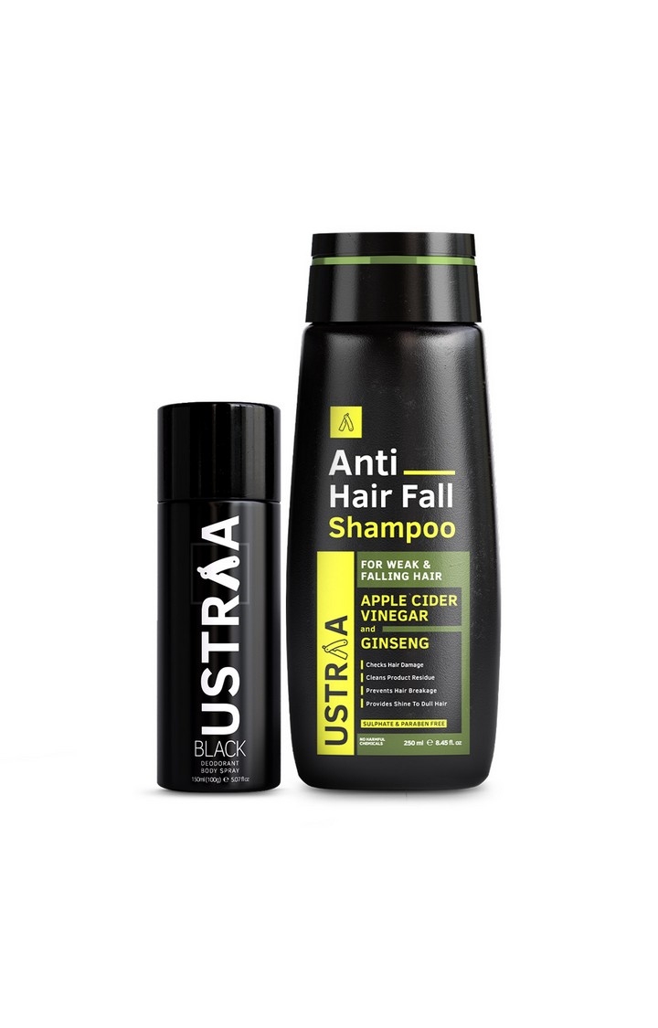 Ustraa Black Deodorant 150ml & Anti- Hair Fall Shampoo 250ml
