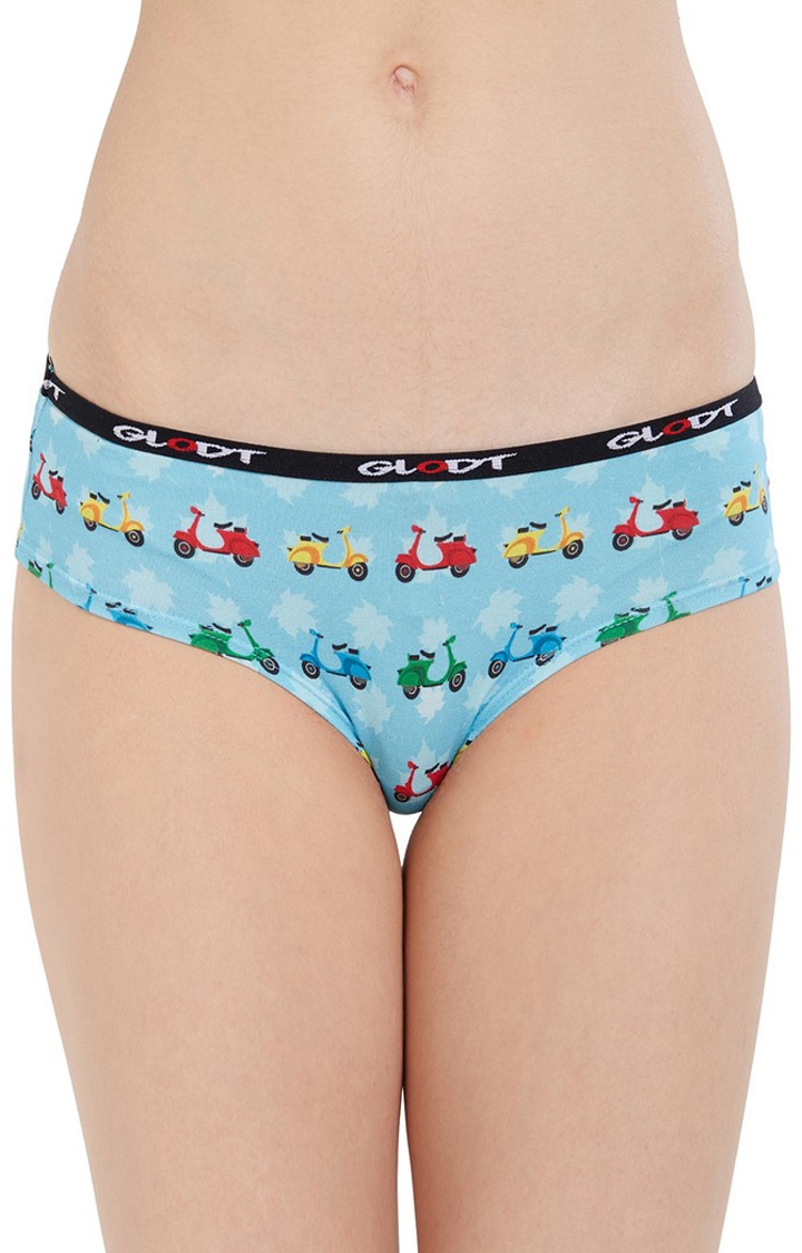 GLODT | Blue Scooter Print Pima Cotton Hipster Panties