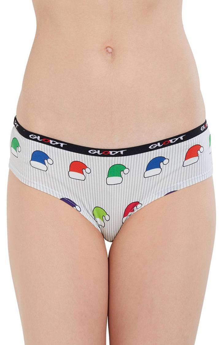 White Party Hats Print Pima Cotton Hipster Panties