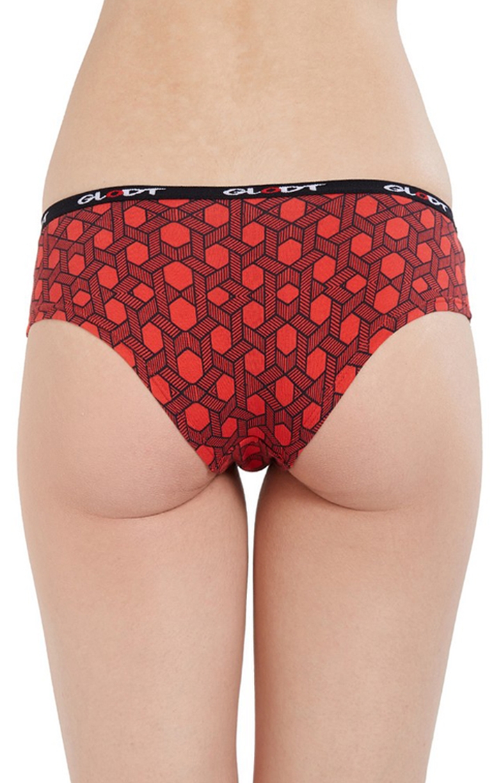 GLODT | Red Hexagon Print Pima Cotton Hipster Panties 3