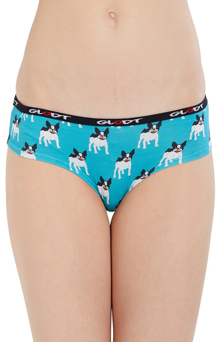 GLODT | Blue French Bulldog Print Pima Cotton Hipster Panties