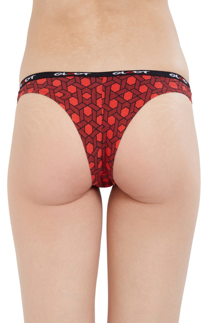 Red Hexagon Print Pima Cotton Bikini Panties