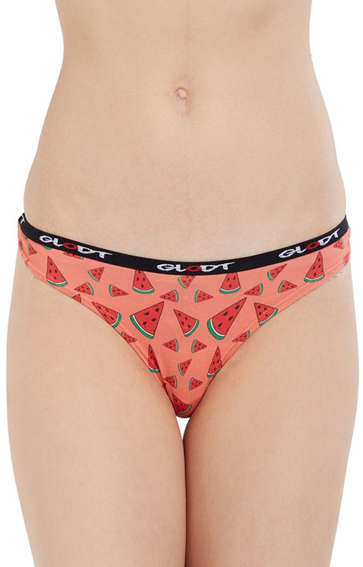 Orange Watermelon Print Pima Cotton Bikini Panties