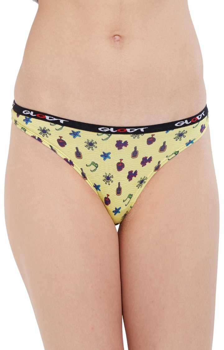 GLODT | Yellow Sunbathing Print Pima Cotton Bikini Panties