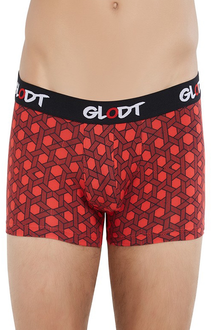 GLODT | Red Hexagon Print Pima Cotton Trunks