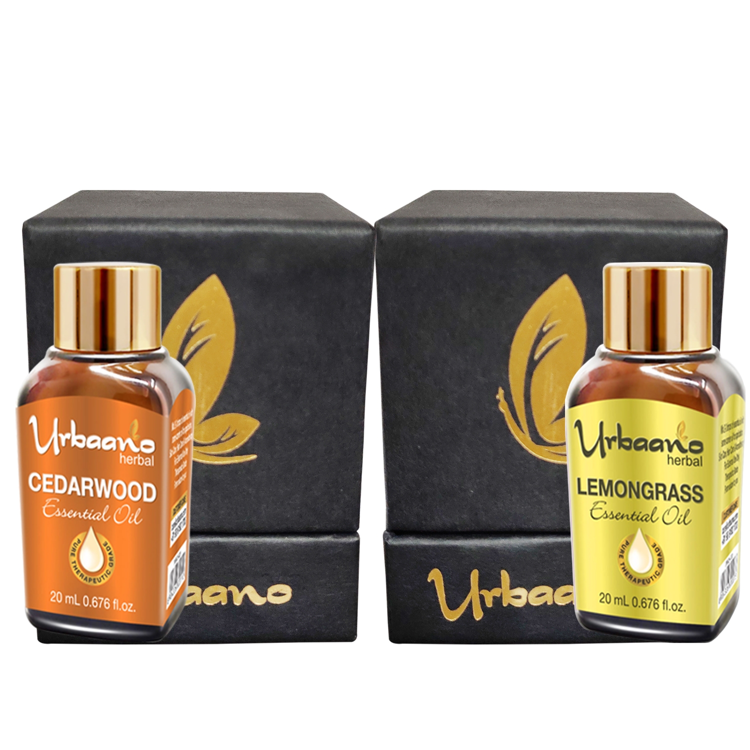 Urbaano Herbal | Urbaano Herbal Lemongrass & Cedarwood Essential Oil 20 ml each -for Hair-Skin-Aromatherapy - 100% Undiluted Therapeutic Grade