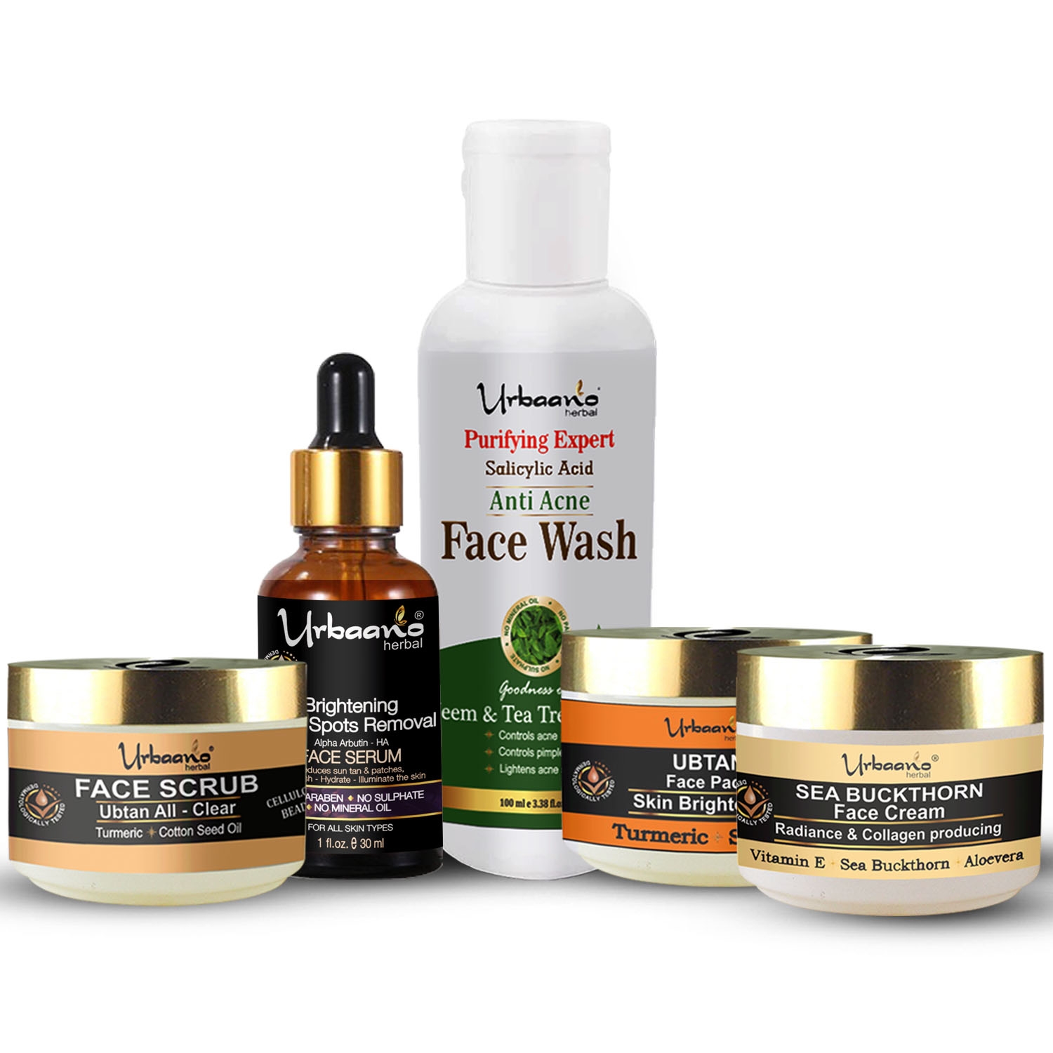 Urbaano Herbal Facial Kit Spot Correcting, Glowing & Firming Skin, Combo Pack for Women & Men-5 in 1-280g