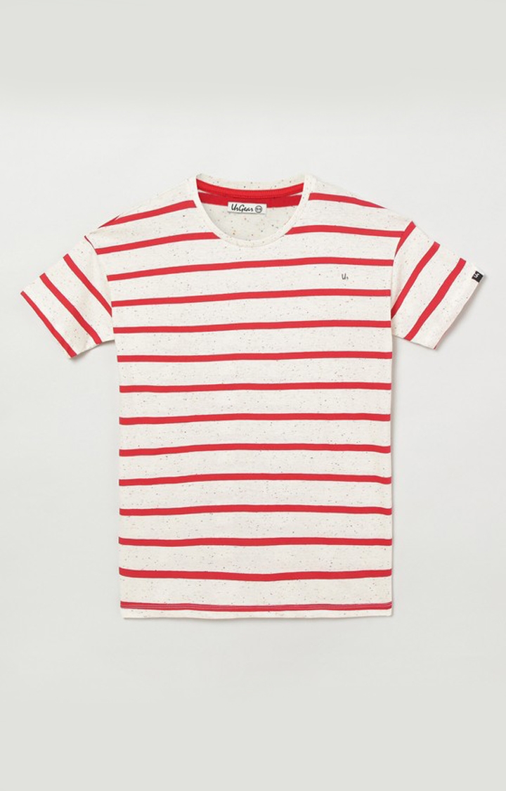 UrGear | UrGear Boys and Girls Striped Pure Cotton Red T-Shirt