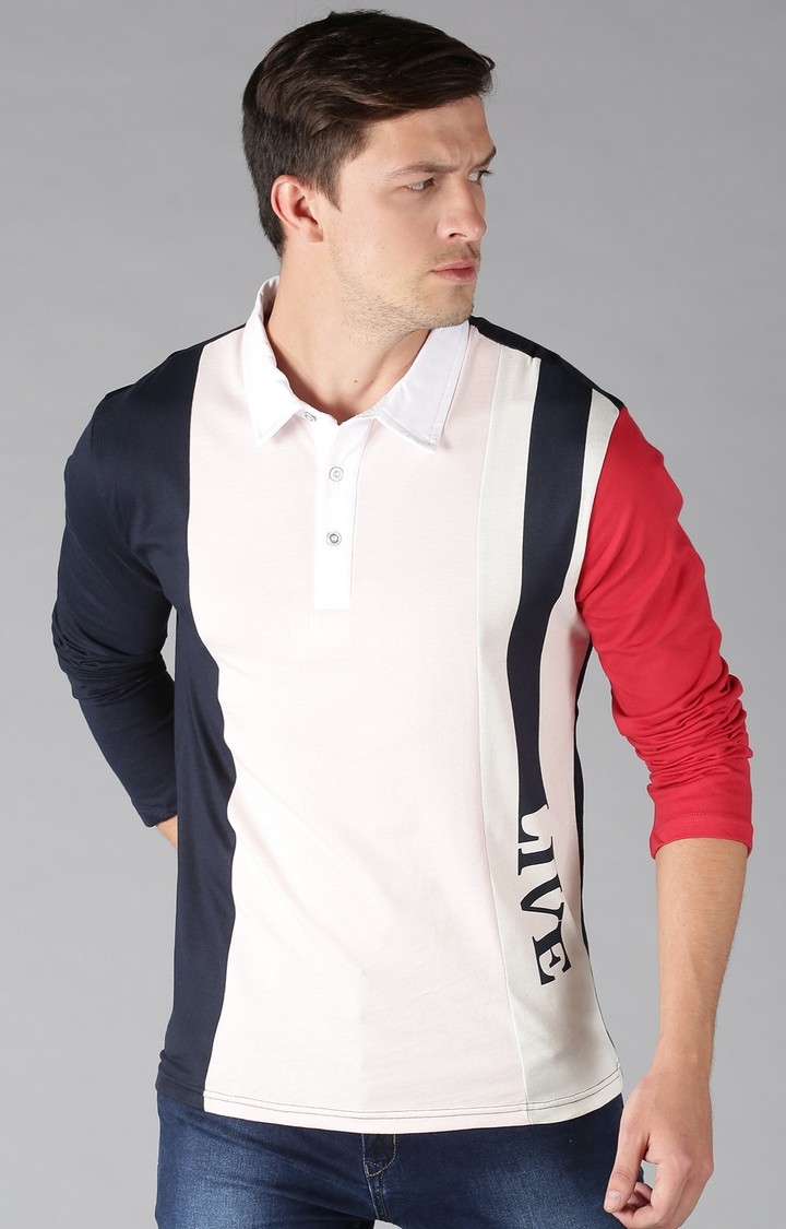 UrGear | UrGear Colourblock Men Polo Neck Multi-Coloured T-Shirt
