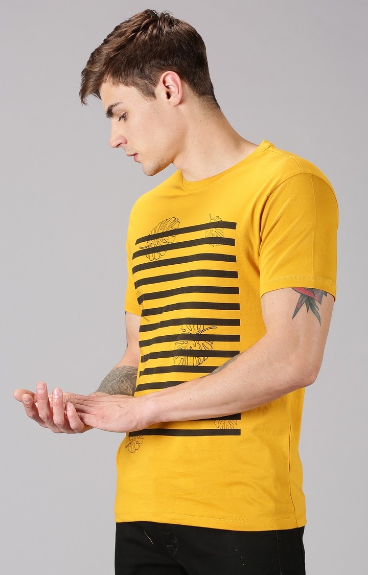 UrGear Printed Men Crew Neck Yellow T-Shirt