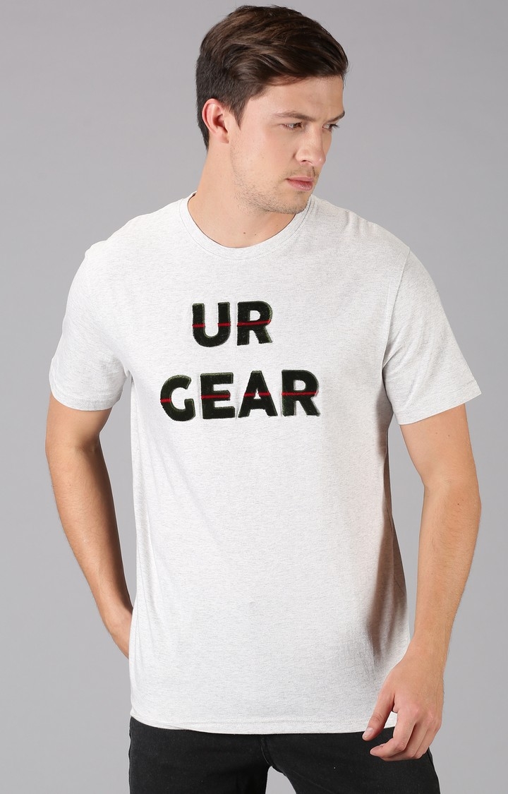 UrGear Tuft Embroidered Men Crew Neck White T-Shirt