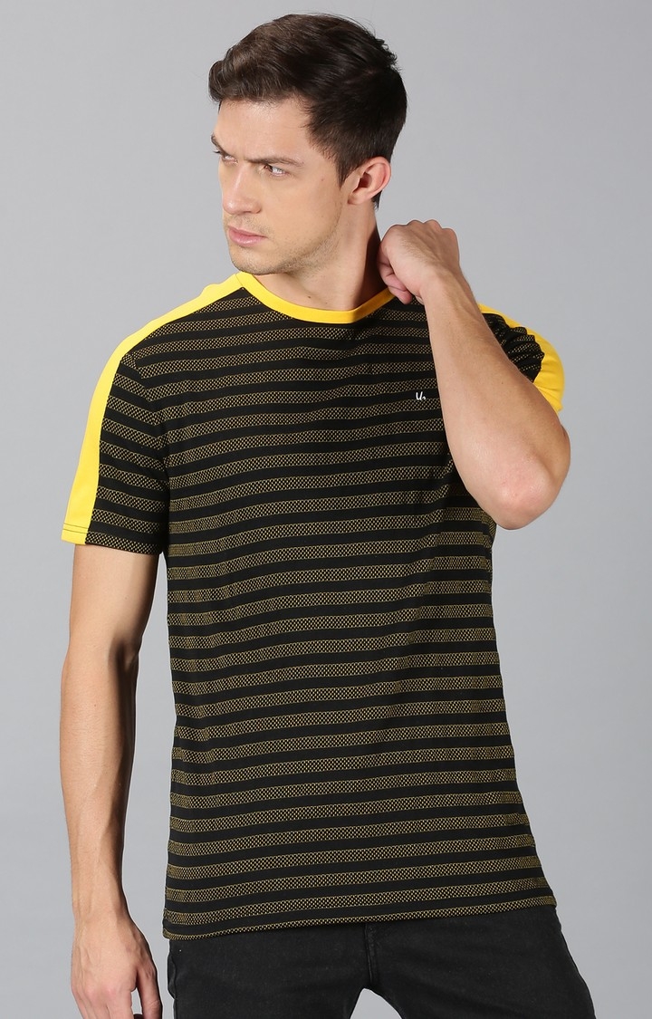 UrGear Men Yellow Striped T-Shirt