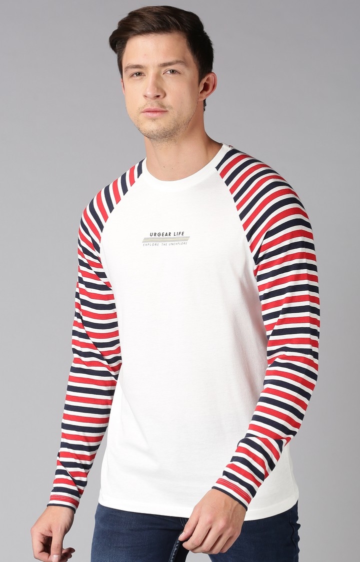 UrGear | UrGear Striped Men Crew Neck Multi-Coloured T-Shirt