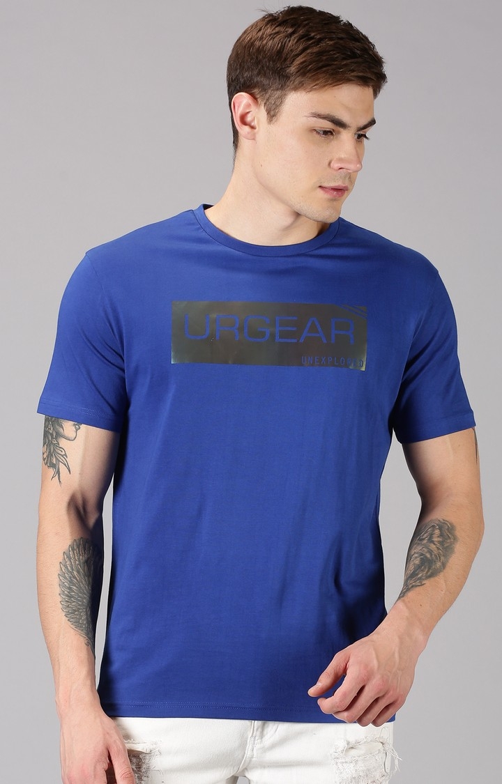 UrGear Typography Men Crew Neck Blue T-Shirt