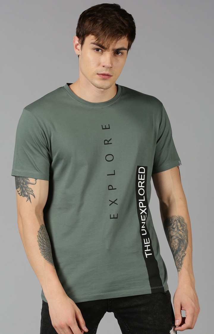 UrGear | UrGear Printed Men Crew Neck Green T-Shirt
