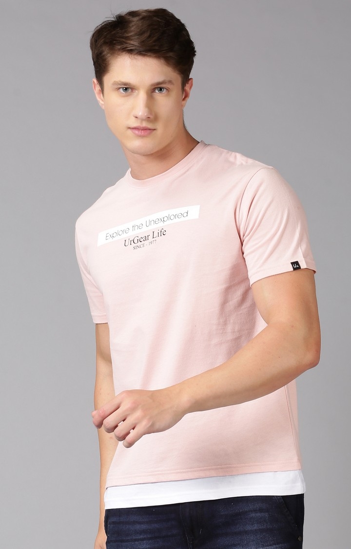 UrGear | UrGear Printed Men Crew Neck Pink T-Shirt