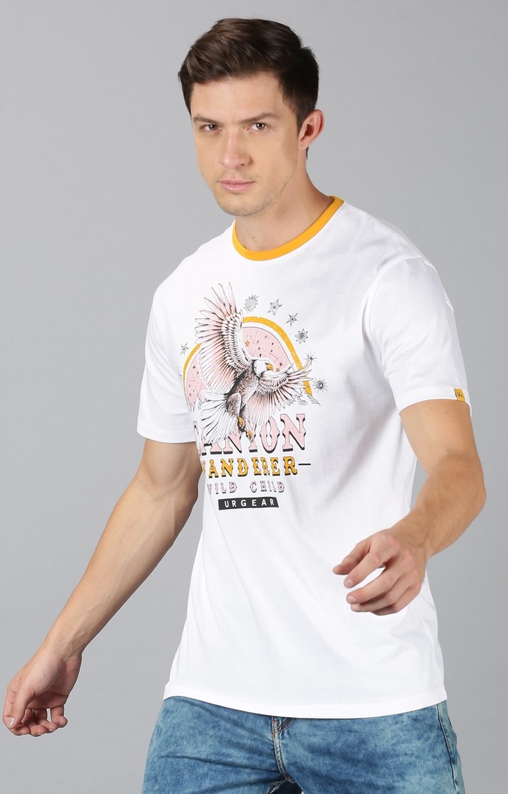 UrGear Printed Crew Neck White T-Shirt