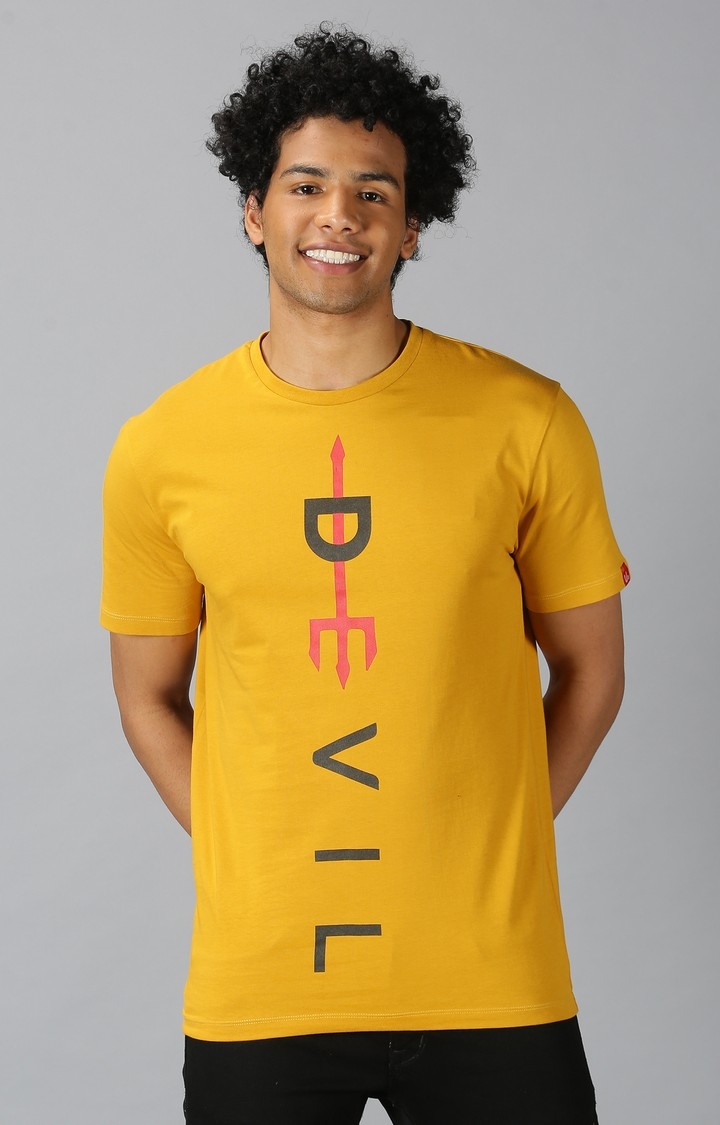 UrGear Printed Men Crew Neck Yellow T-Shirt