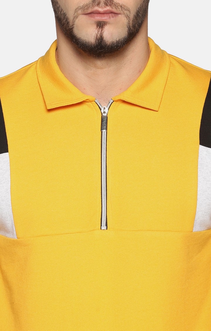 UrGear Colourblock Polo Neck Yellow Sweatshirt