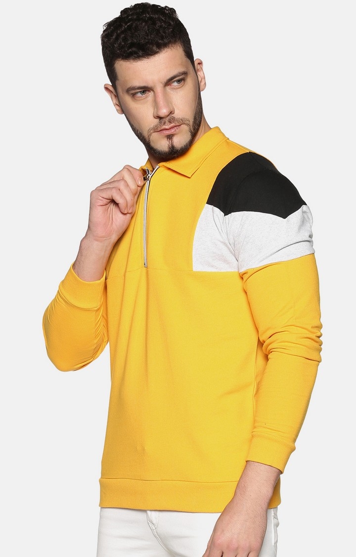 UrGear Colourblock Polo Neck Yellow Sweatshirt
