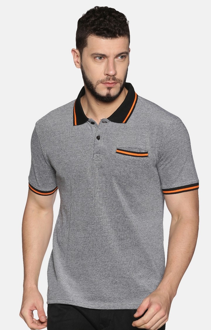 UrGear Melange Men Polo Grey Tipping T-Shirt