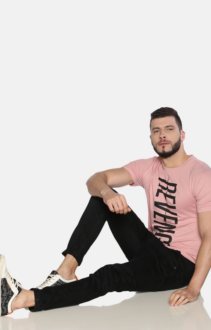 UrGear Printed Men Crew Neck Pink T-Shirt