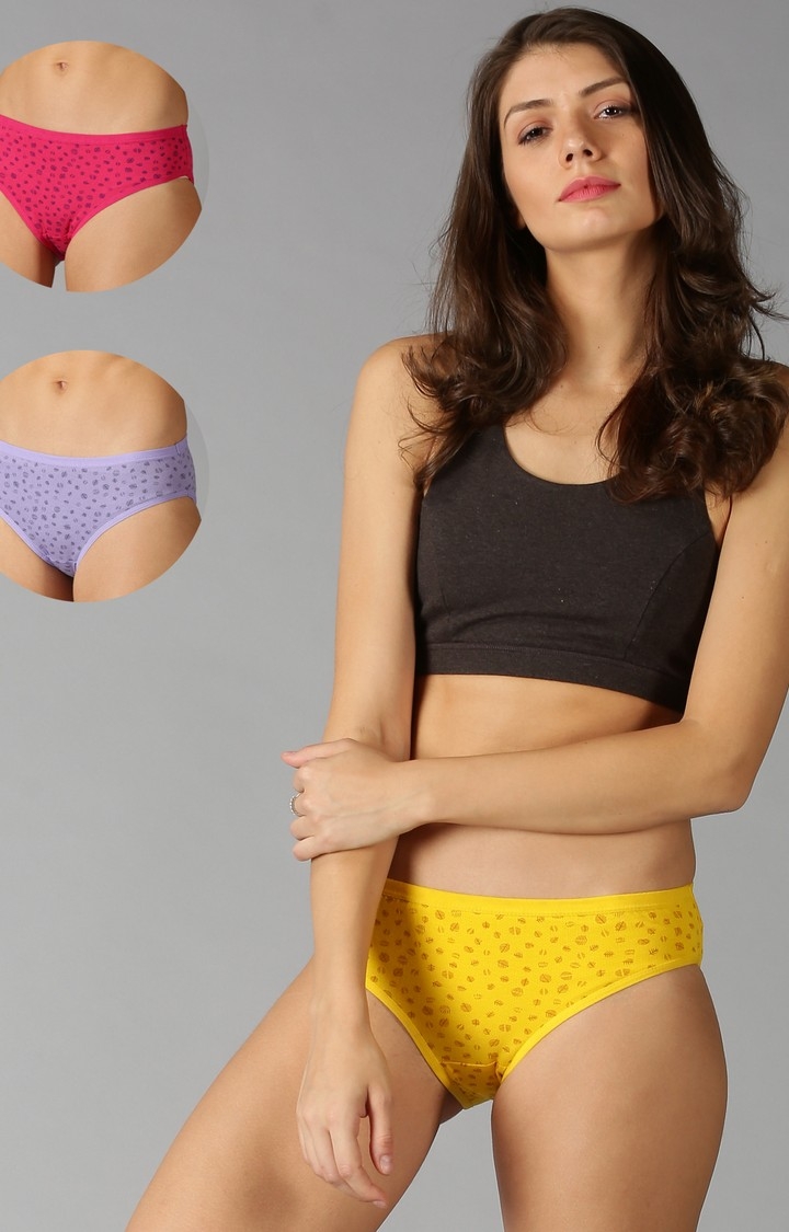 UrGear | UrGear Women Panty Combo Set - Pack of 3 (Fuxia, Lite Purple, Yellow)