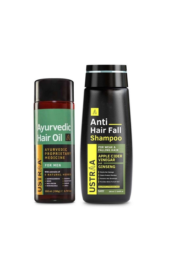 Ustraa Ayurvedic Hair Oil 200 ml & Anti Hair Fall Shampoo 250 ml 