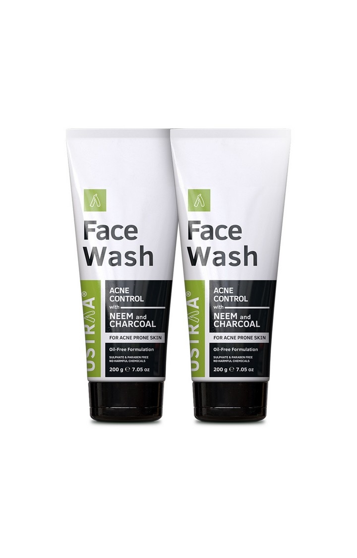 Ustraa Face Wash Acne Control - With Neem & Charcoal - 200g Set Of 2