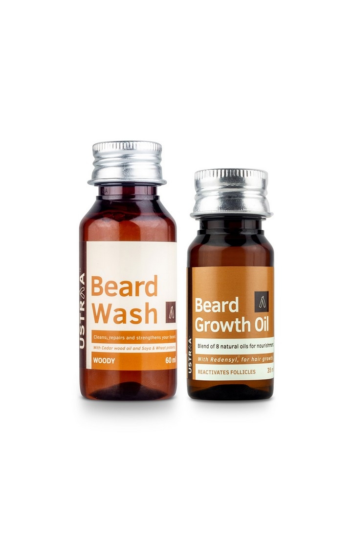 Ustraa Beard growth Oil - 35ml And Beard Wash Woody - 60ml