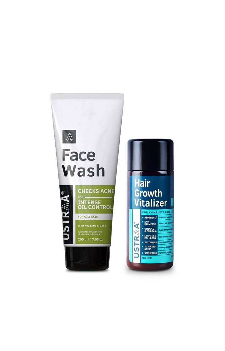 Ustraa Hair growth Vitalizer 100 ml & Face Wash Oily Skin 200g