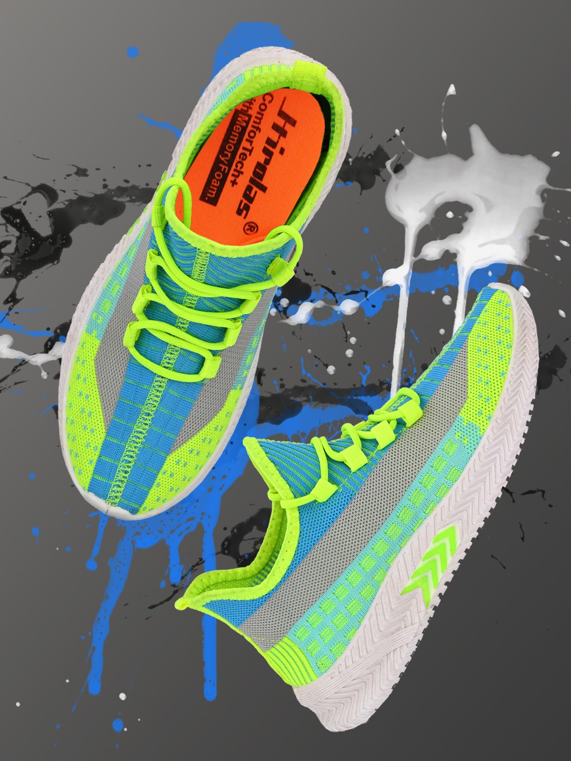 Hirolas | Hirolas® Men's Knitted athleisure Running/Walking/Gym Sports Sneaker Shoes - Blue/Green
