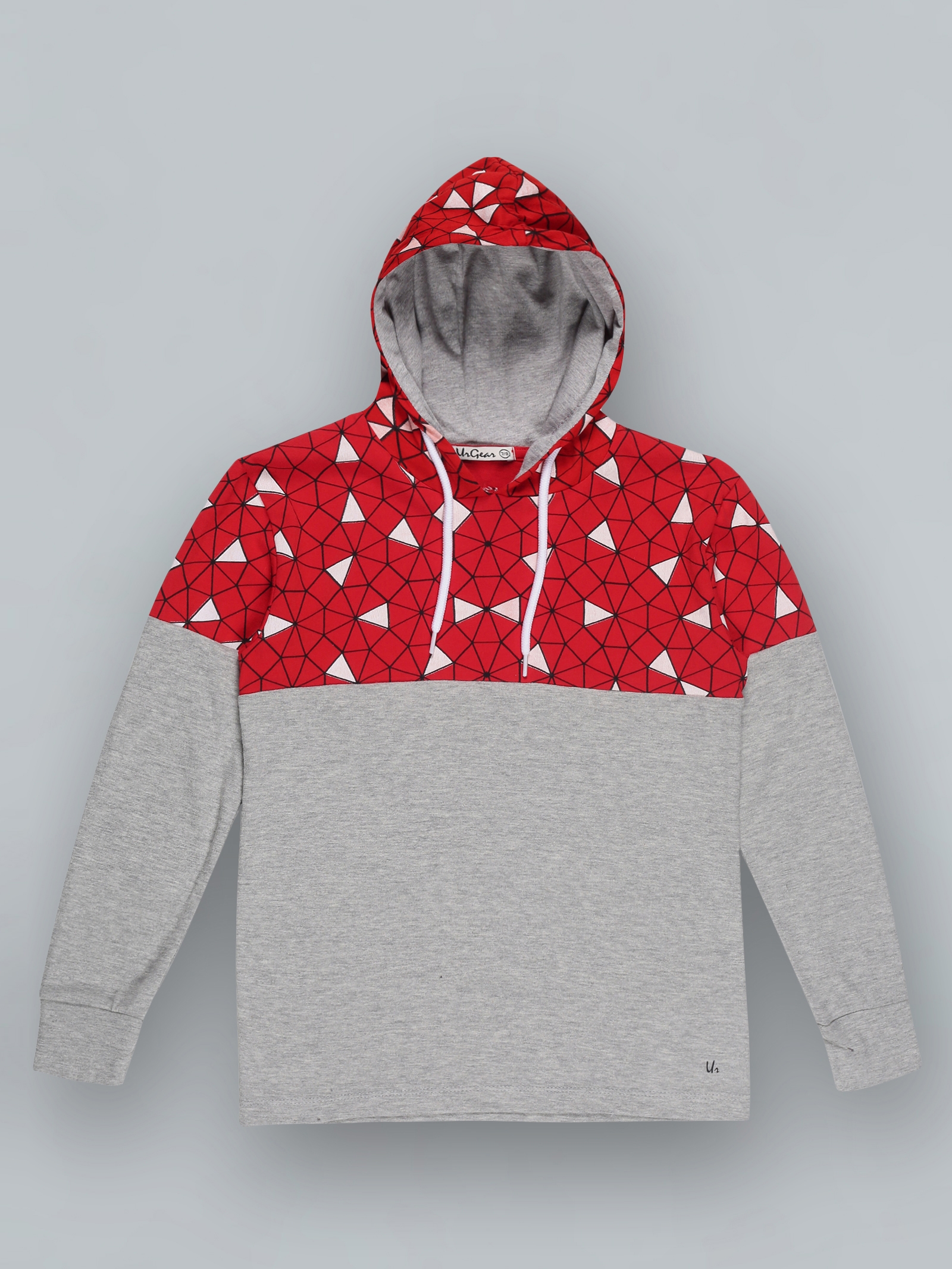 UrGear | UrGear Boys Red Checked Hooded Neck Cotton T-Shirt