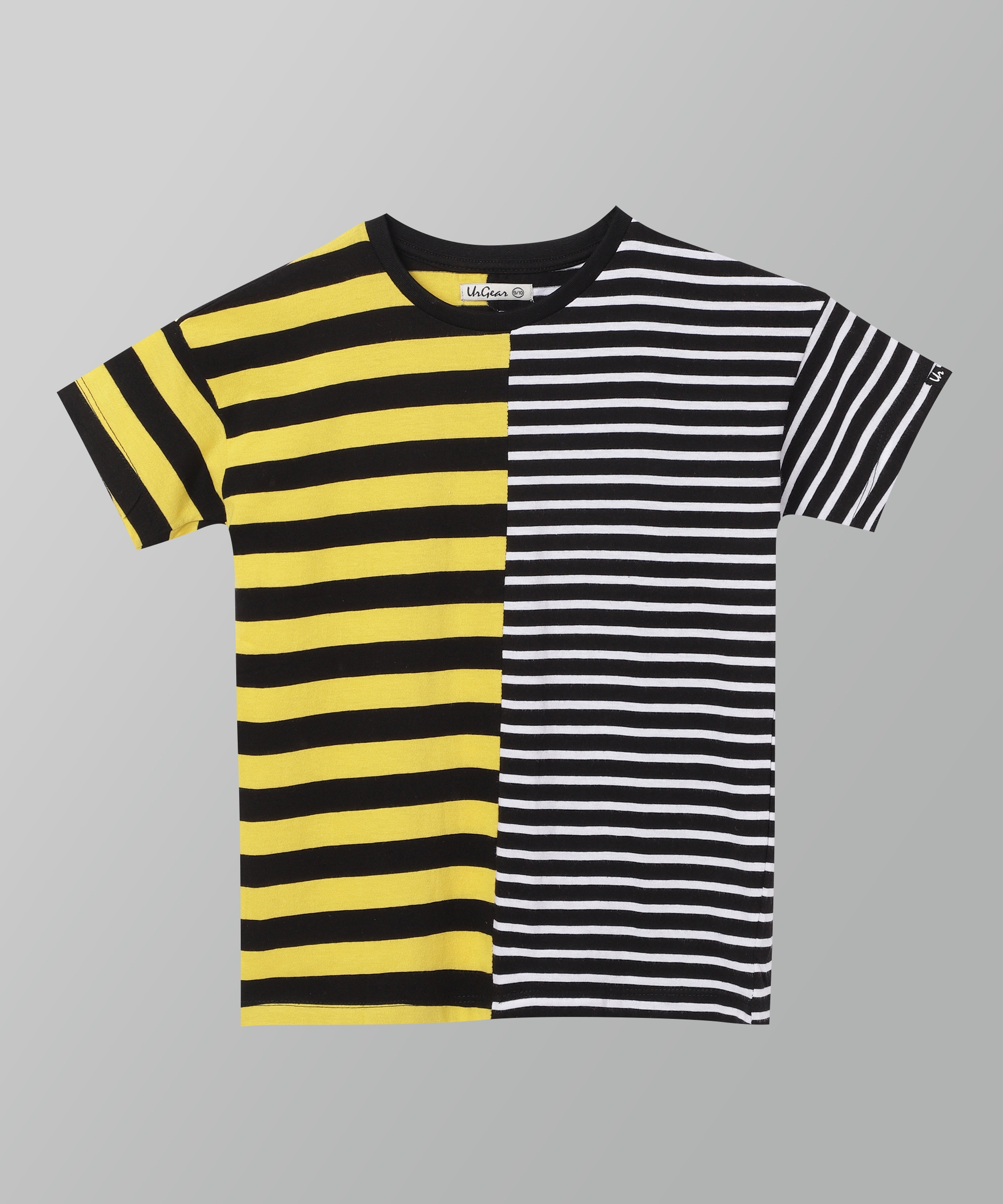 UrGear Kid Girls Yellow and Black Trendy Striped Cotton Top