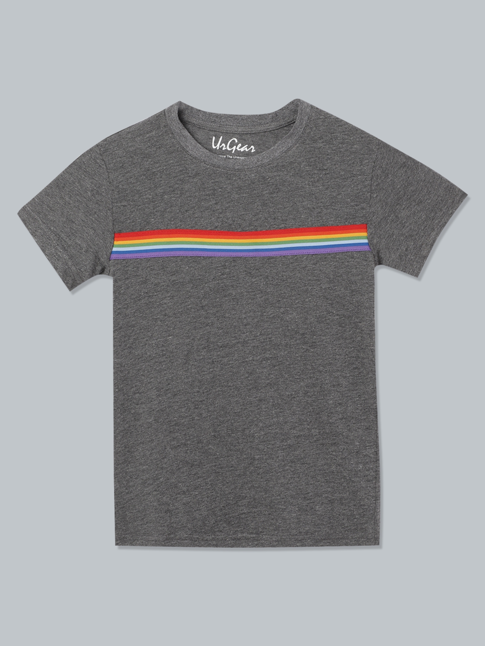 UrGear | UrGear Kids Grey Broad Striped Trendy Cotton T-Shirt