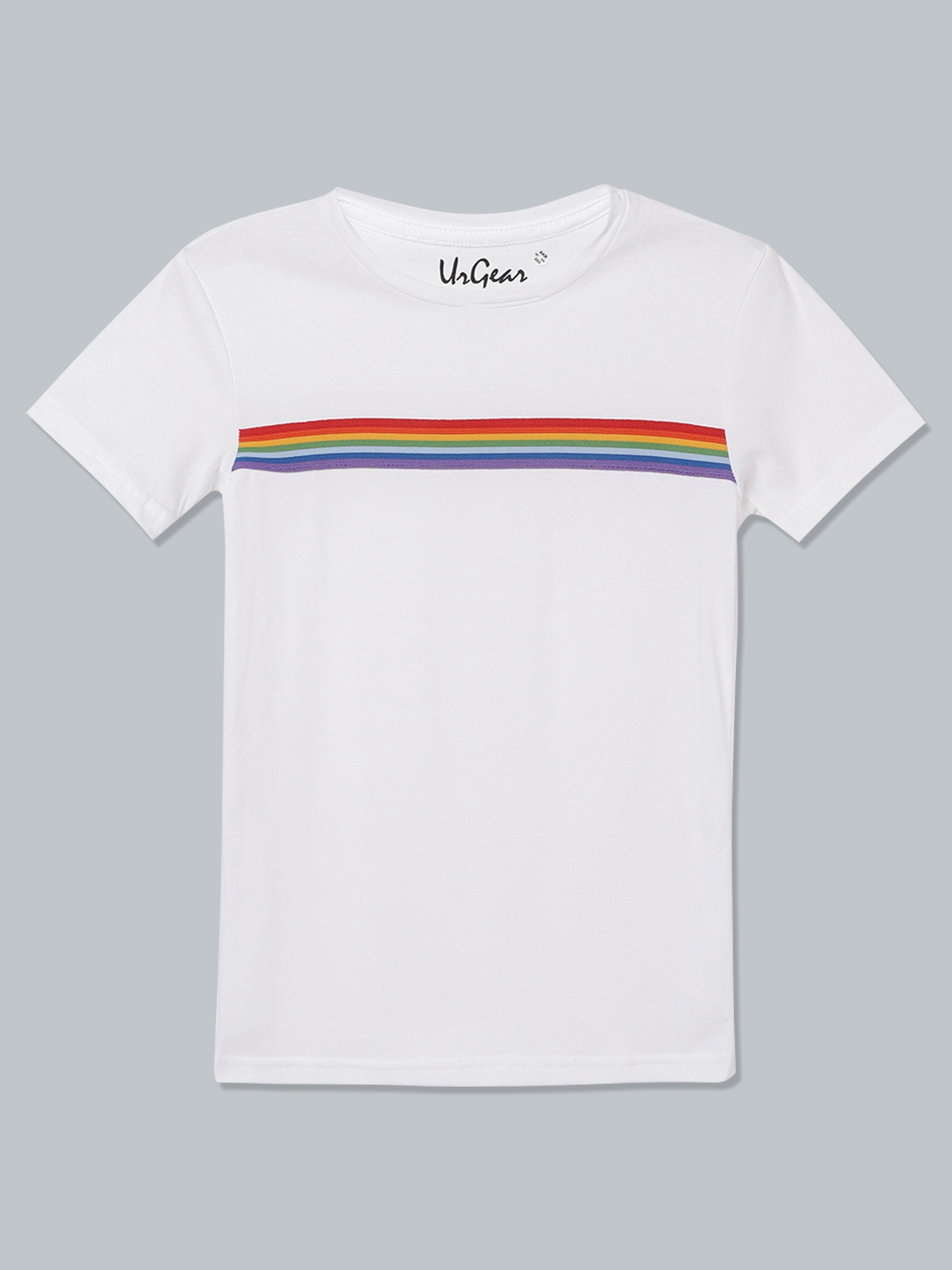 UrGear | UrGear Kids White Broad Stripes Trendy Cotton T-Shirt