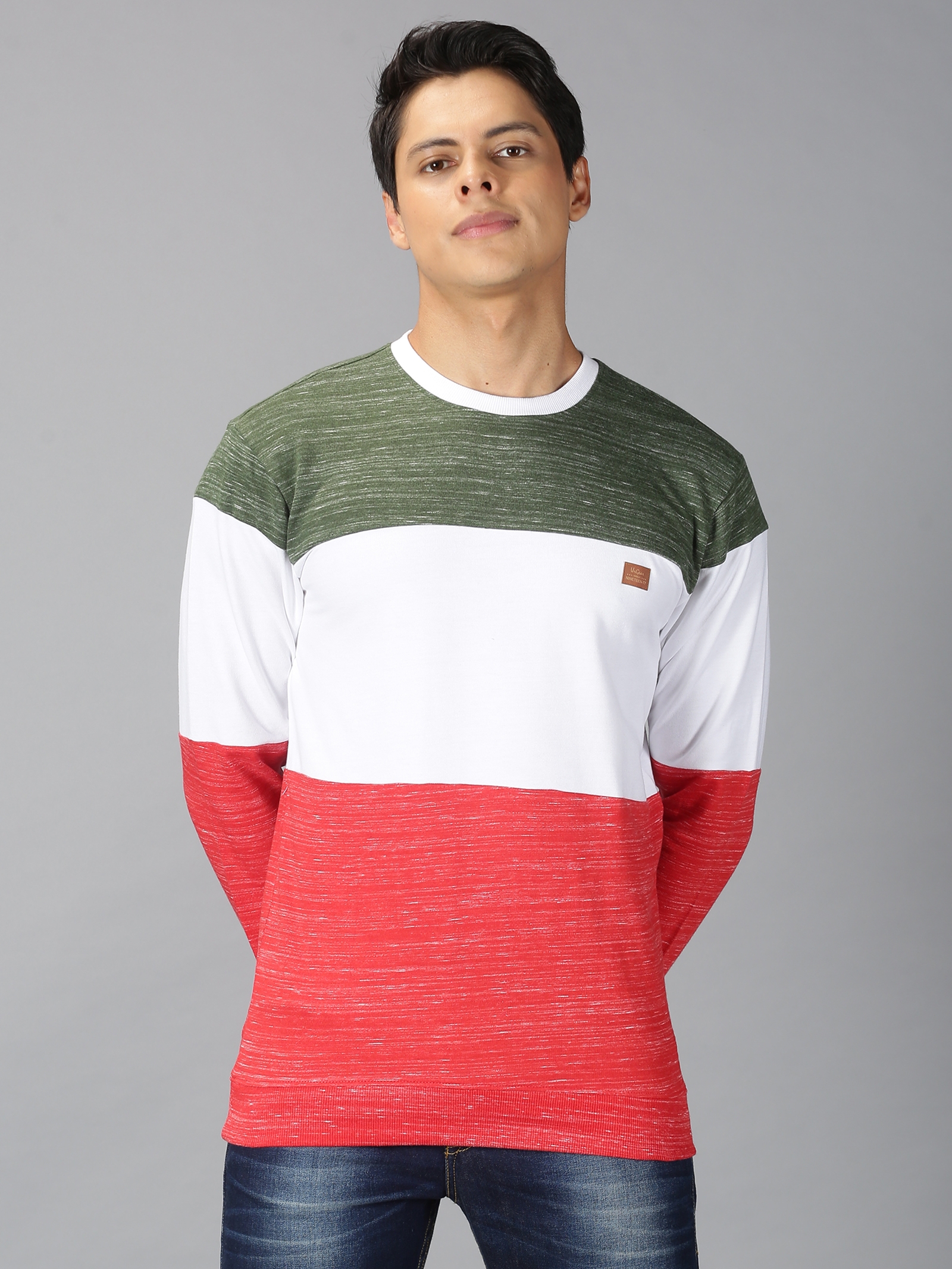 UrGear | UrGear Colourblock Men Crew Neck Multi-Coloured Sweatshirt