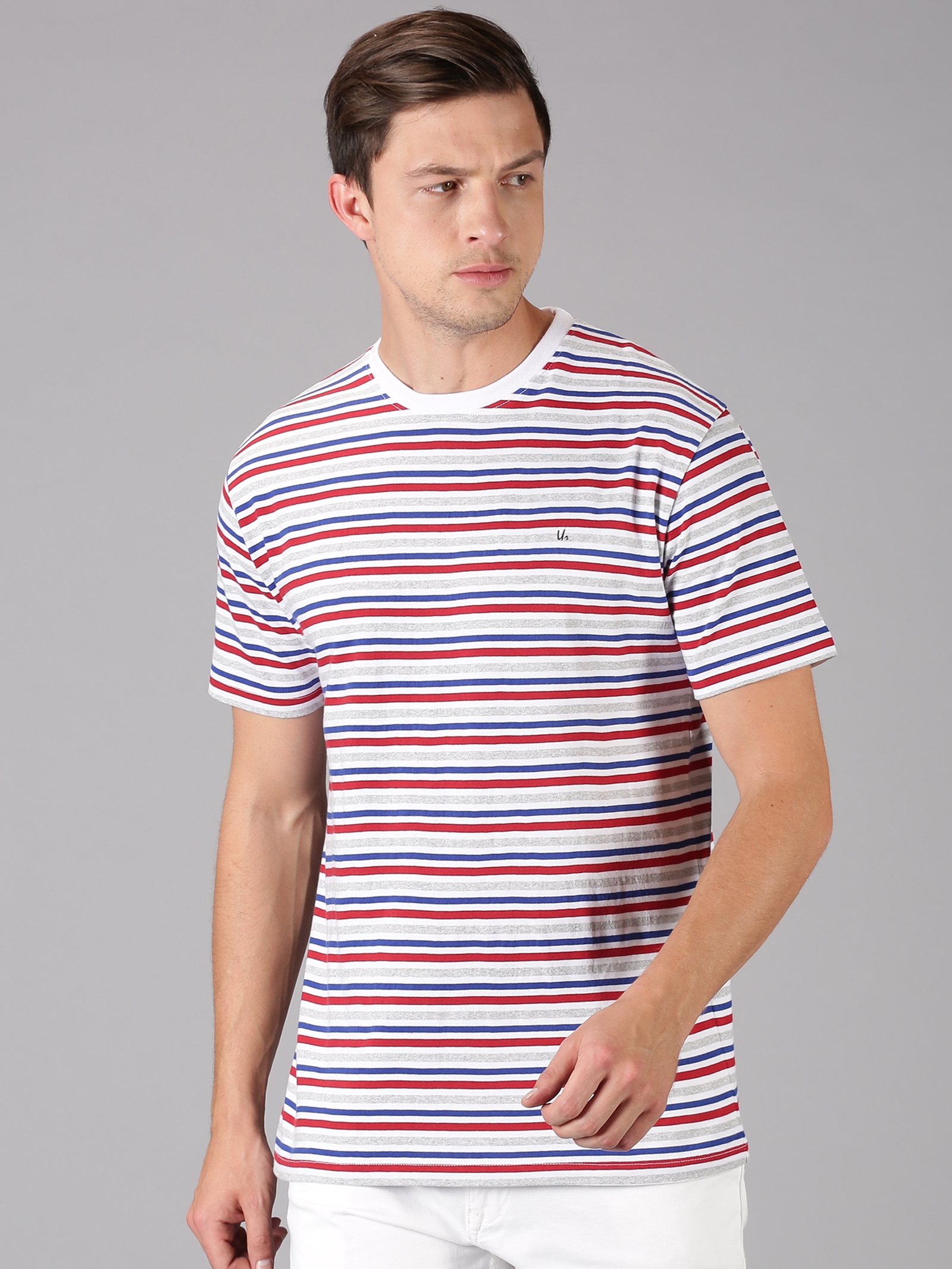 UrGear | UrGear Striped Men Crew Neck Multi-Coloured T-Shirt