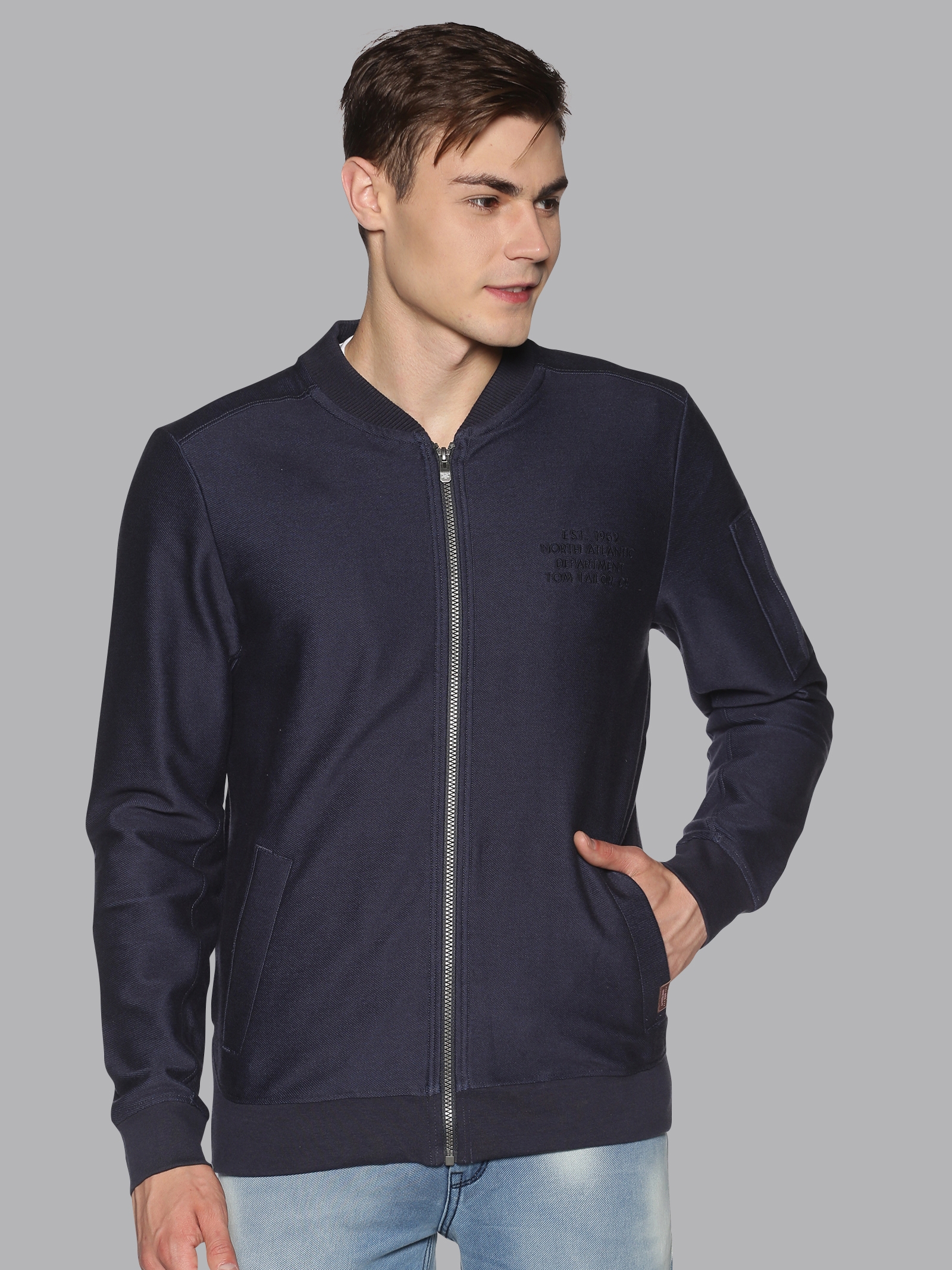 UrGear | UrGear Men Dark Blue Solid Trendy Neck Sweatshirt